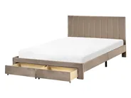 Bed with Storage Drawers LONZAC Velvet Taupe 140 x 200 cm (EU Double)_1014826