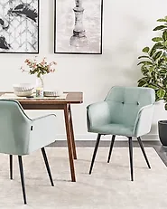Set med 2 matstolar JASMIN Sammet Mintgrön_1176760