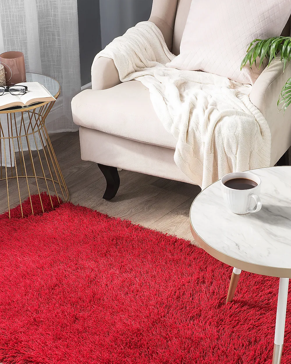 Shaggy Rug CIDE Red 80 x 150 cm_1179368