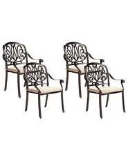 Set of 4 Garden Chairs with Cushions ANCONA Metal Dark Brown_765481