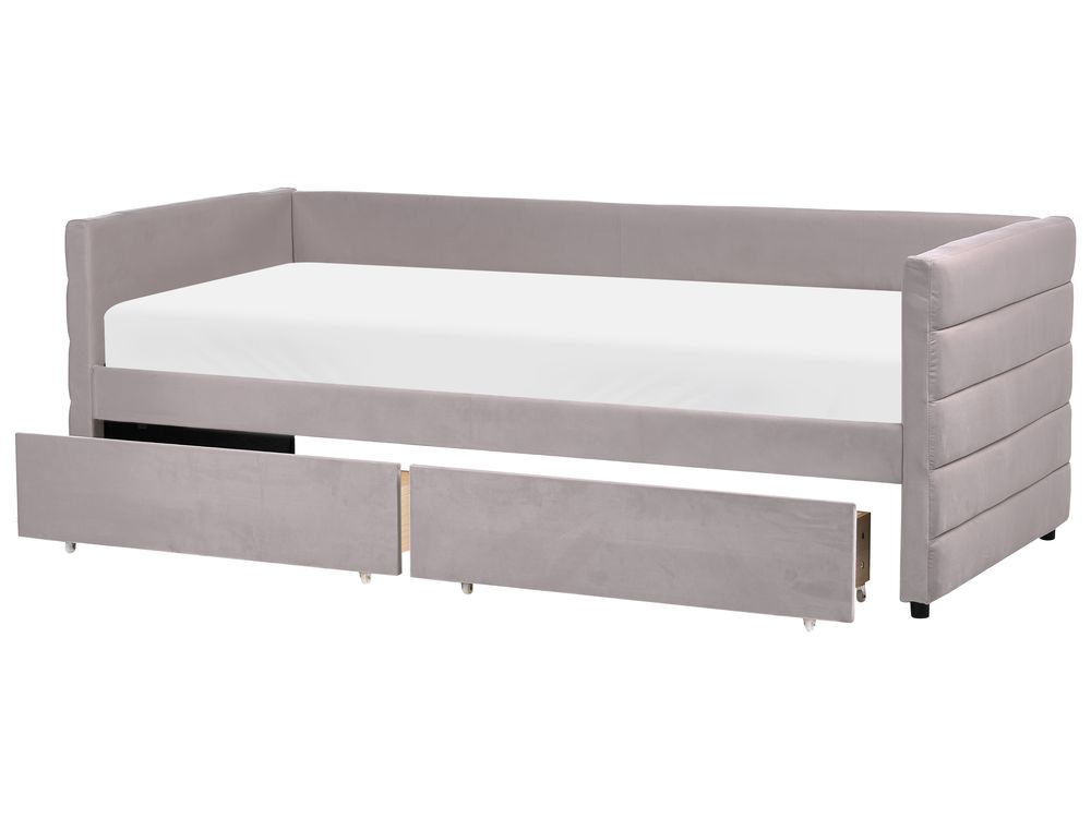Dagseng med oppbevaring MARRAY Fløyel Lysegrå 90 x 200 cm