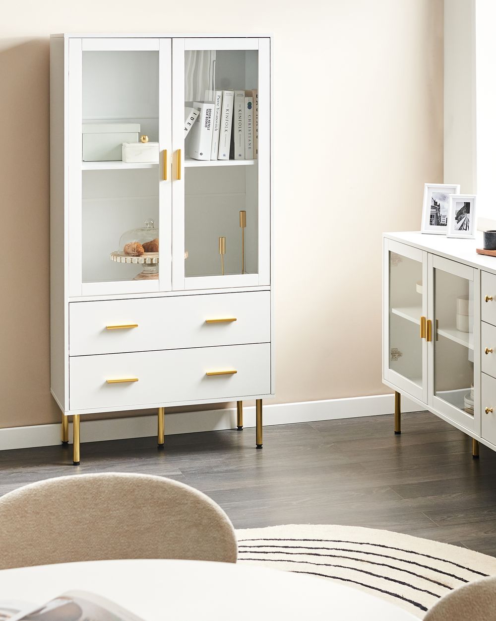 Glass Display Cabinet MILORA 80 cm White