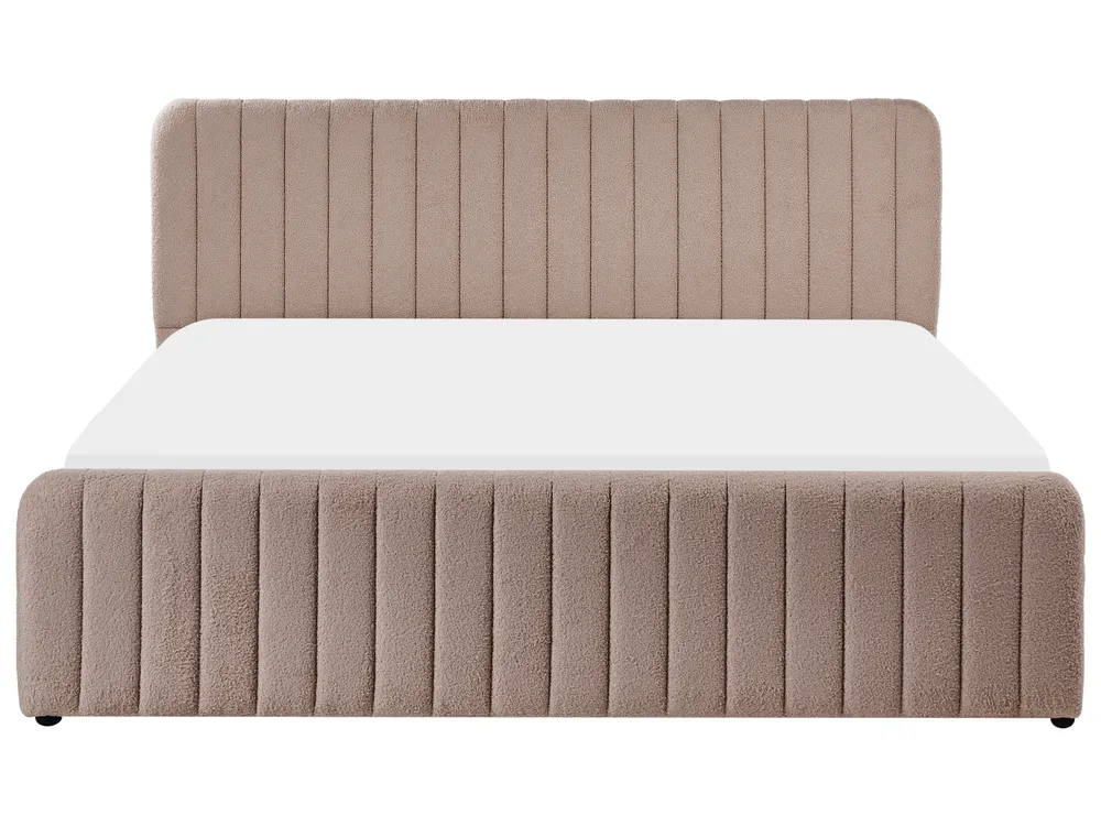 Säng med förvaring LUNAN Bouclé Taupe 180 x 200 cm_1048587