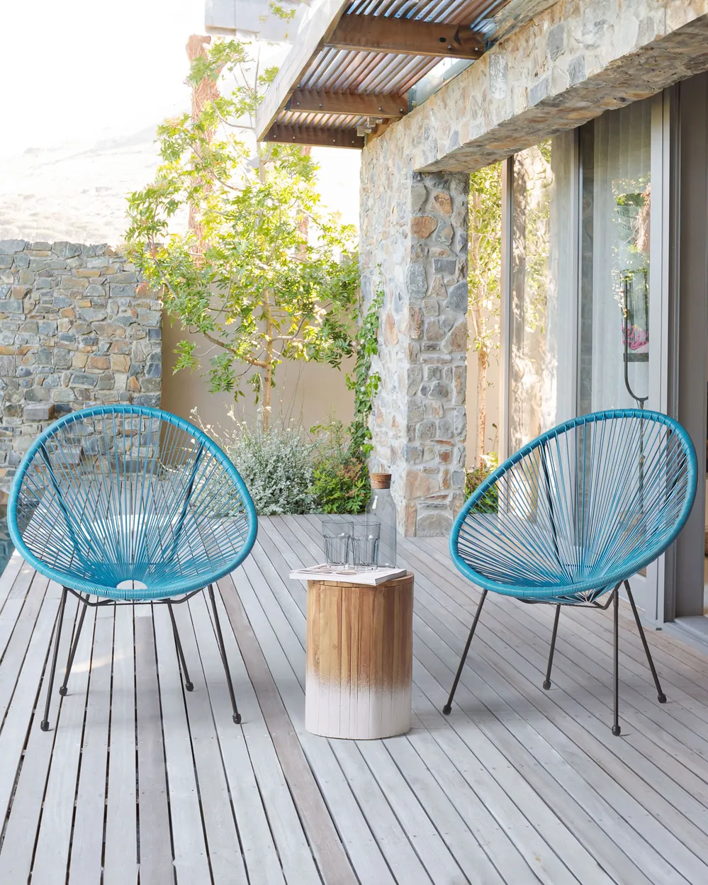 Set of 2 Garden Chairs ACAPULCO II PE Rattan Blue