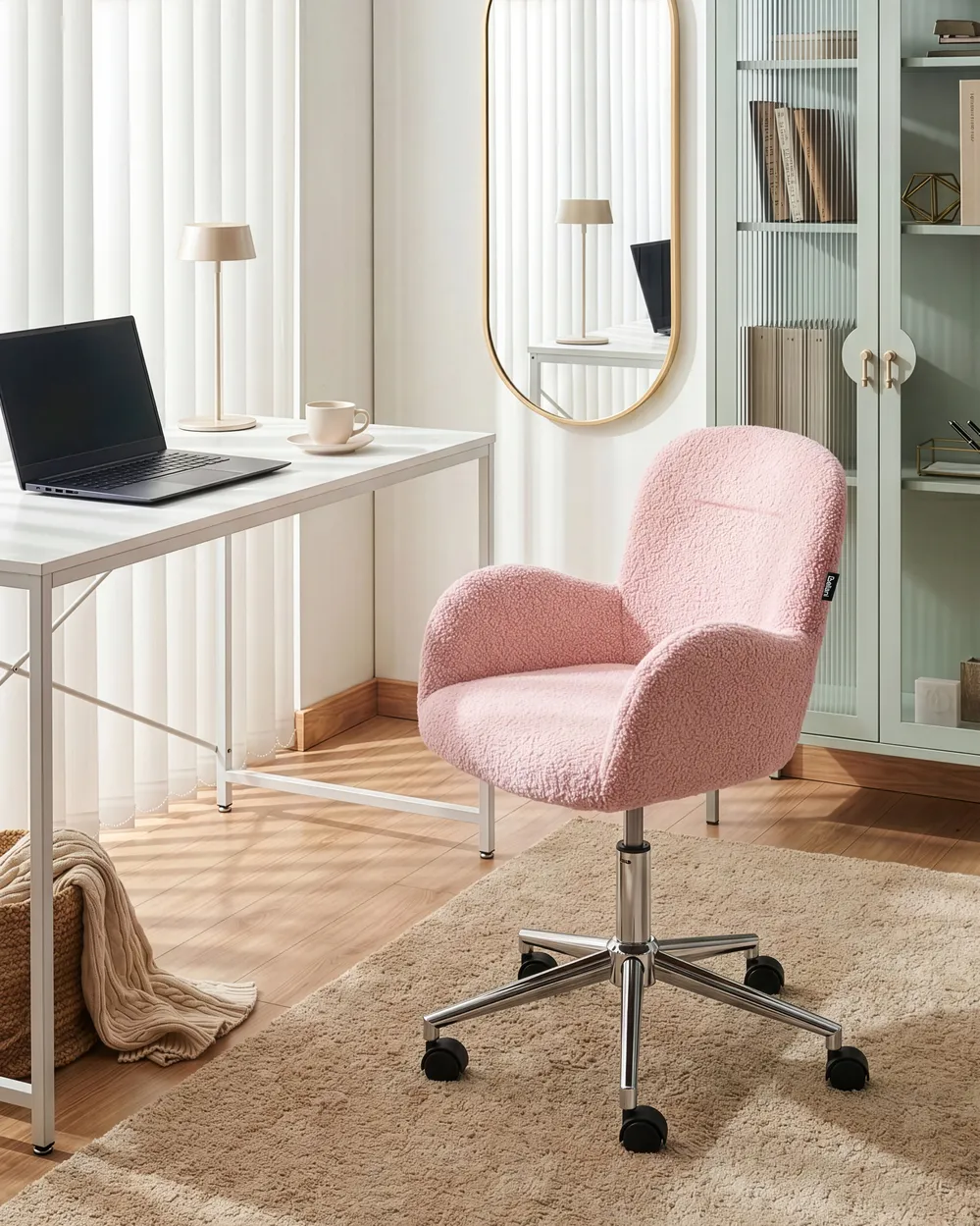 Desk Chair PRIDDY Boucle Pastel Pink