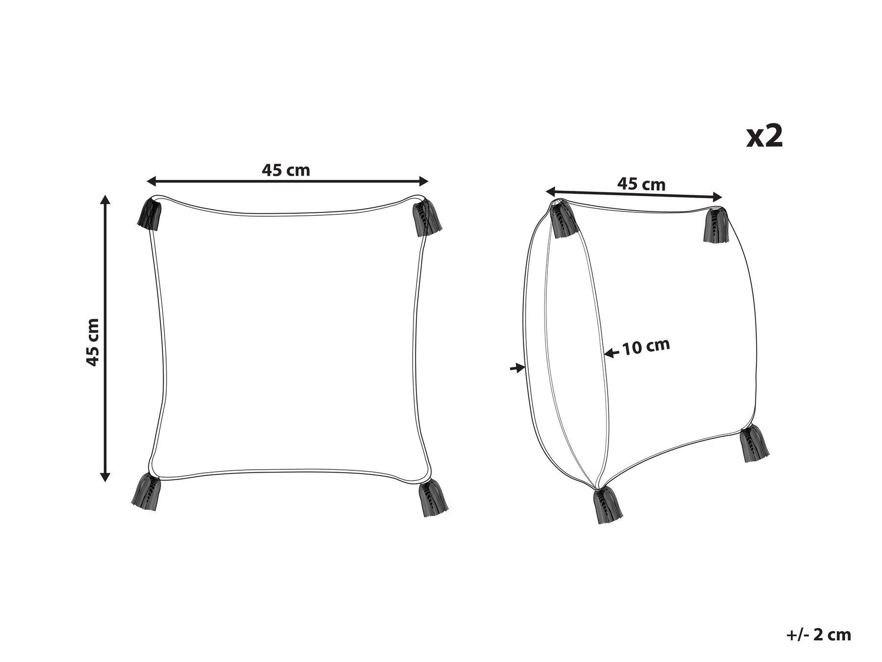 Set med 2 prydnadskuddar TILIA 45 x 45 cm Bomull Blå Geometriskt tryck_843294