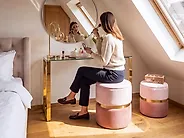 Set med 2 förvaringspuffar WICHITA Sammet Rosa_1154894