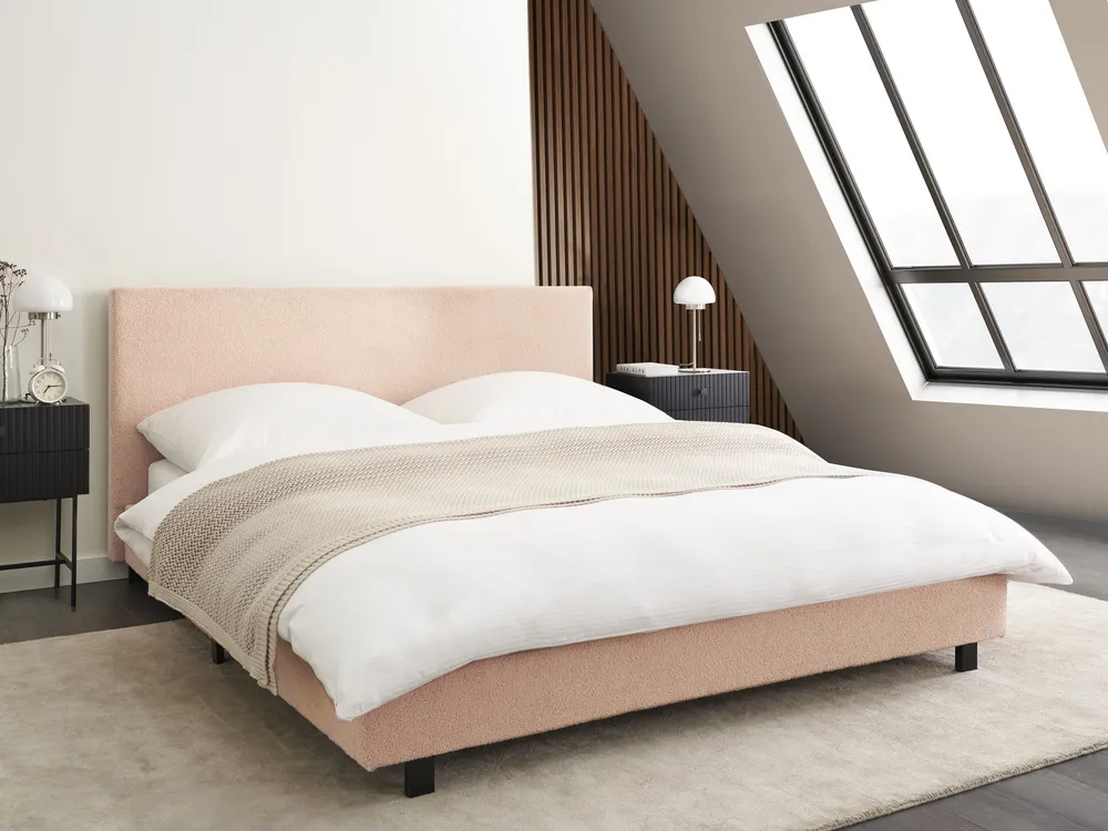 Bed Boucle ALBI 160 x 200 cm (EU King Size) Beige