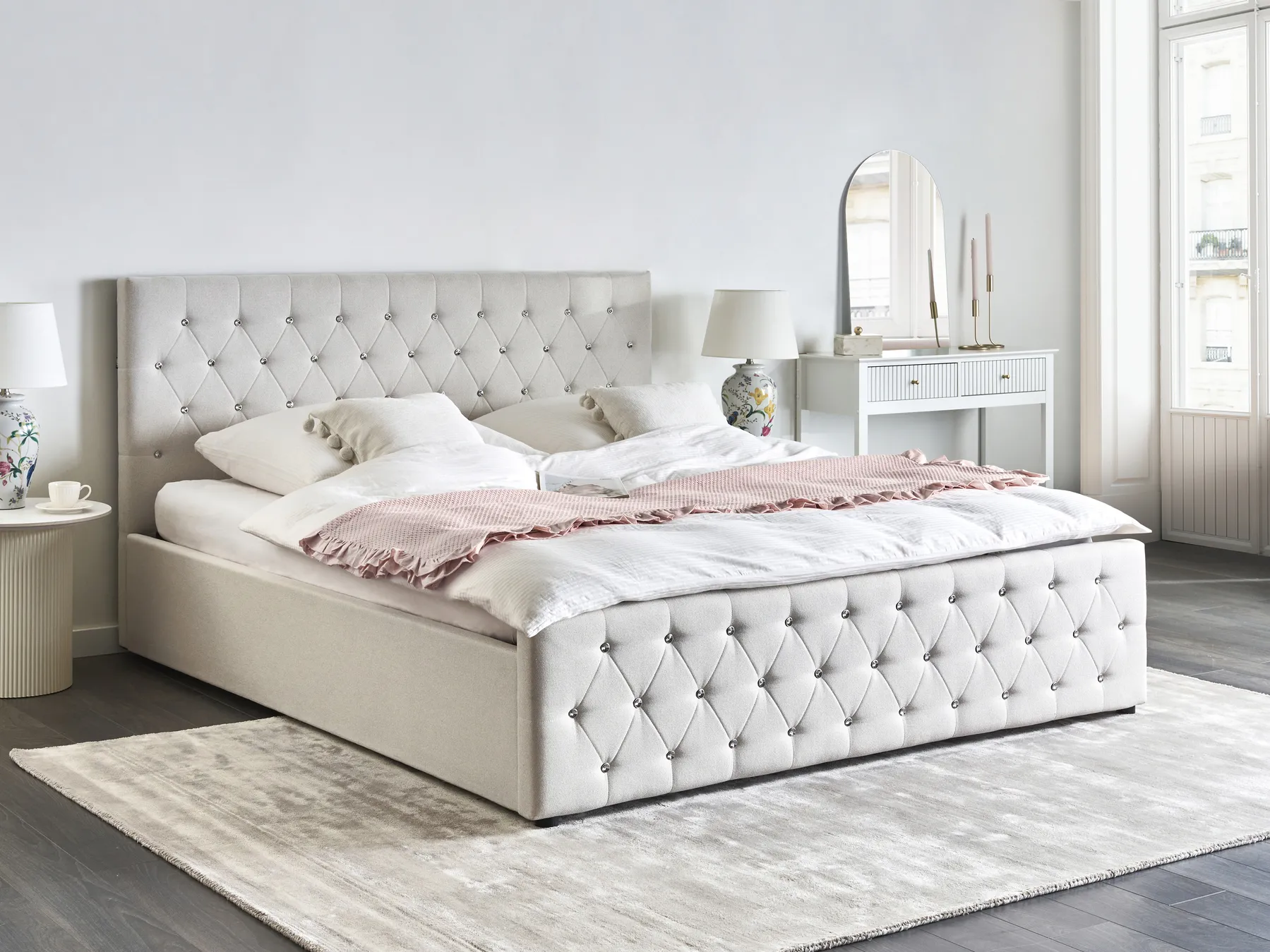 Ottoman Bed AMIENS Fabric Beige 180 x 200 cm (EU Super King)_976105
