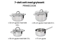 Grytesett 7 deler PRIMECOOK Rustfritt stål Sølv_1051152