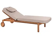 Sun Lounger with Cushion LATERZA  Reclining Certified Acacia Wood Taupe_1165874