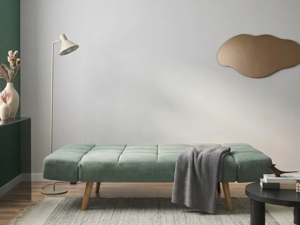Sofa Bed 2 Seater INGARO Fabric Light Green_1067968