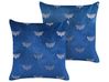 Set of 2 Decorative Cushions YUZURI 45 x 45 cm Velvet Navy Blue Animal Pattern
