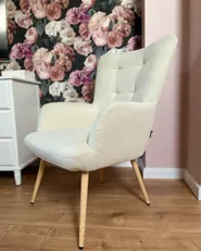 Öronlappsfåtölj VEJLE med fotpall Ljusbeige_1041728