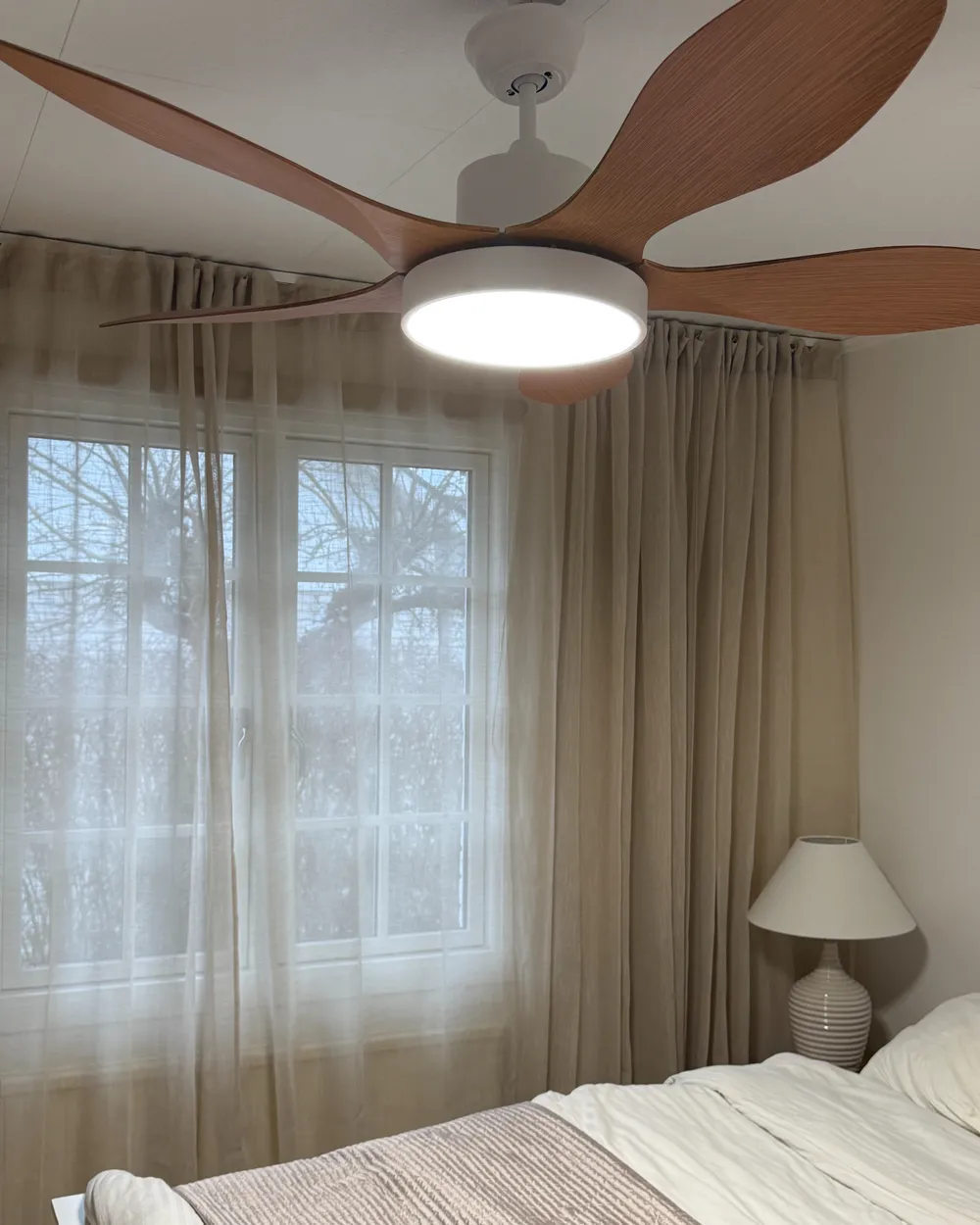 Ceiling Fan with Light BARBET with Remote LED Light Brown_1065332