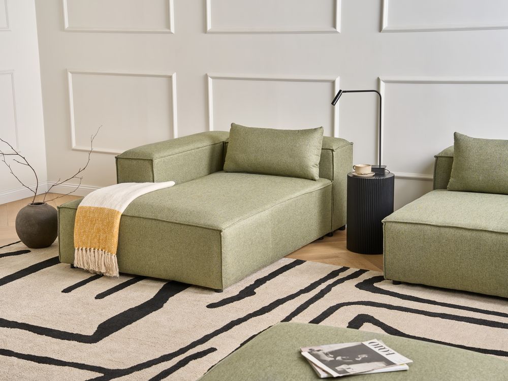 Right-Hand Chaise Longue BRANDE Fabric Light Green