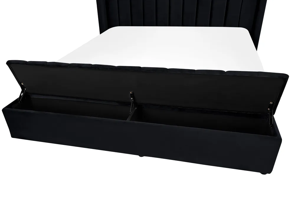 Waterbed with Storage Bench NOYERS Velvet Black 180 x 200 cm (EU Super King)_915021