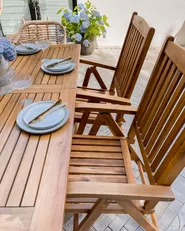 Garden Dining Set 6 Seater JAVA with Parasol (12 Options) Acacia Wood Light Brown_931843