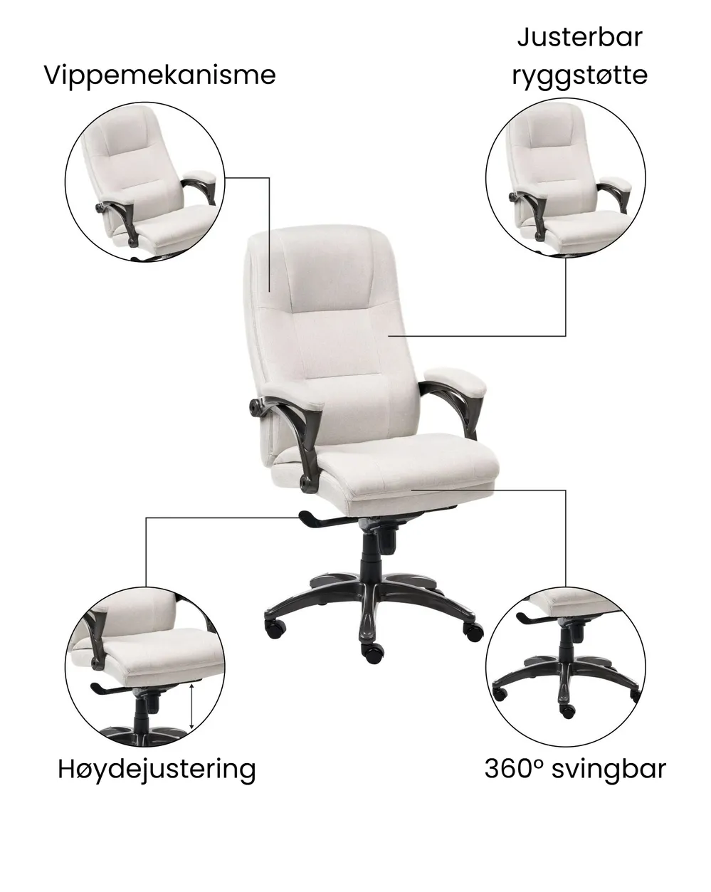 Arbeidsstol MAGNUS Lin Lys beige_1063031