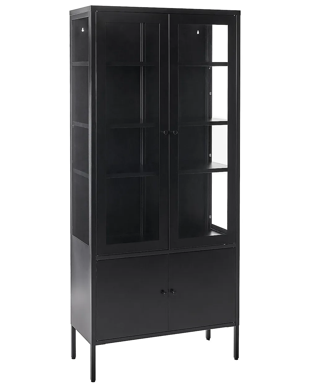 Skap med glassdører OXTED 80 cm Metall Svart
