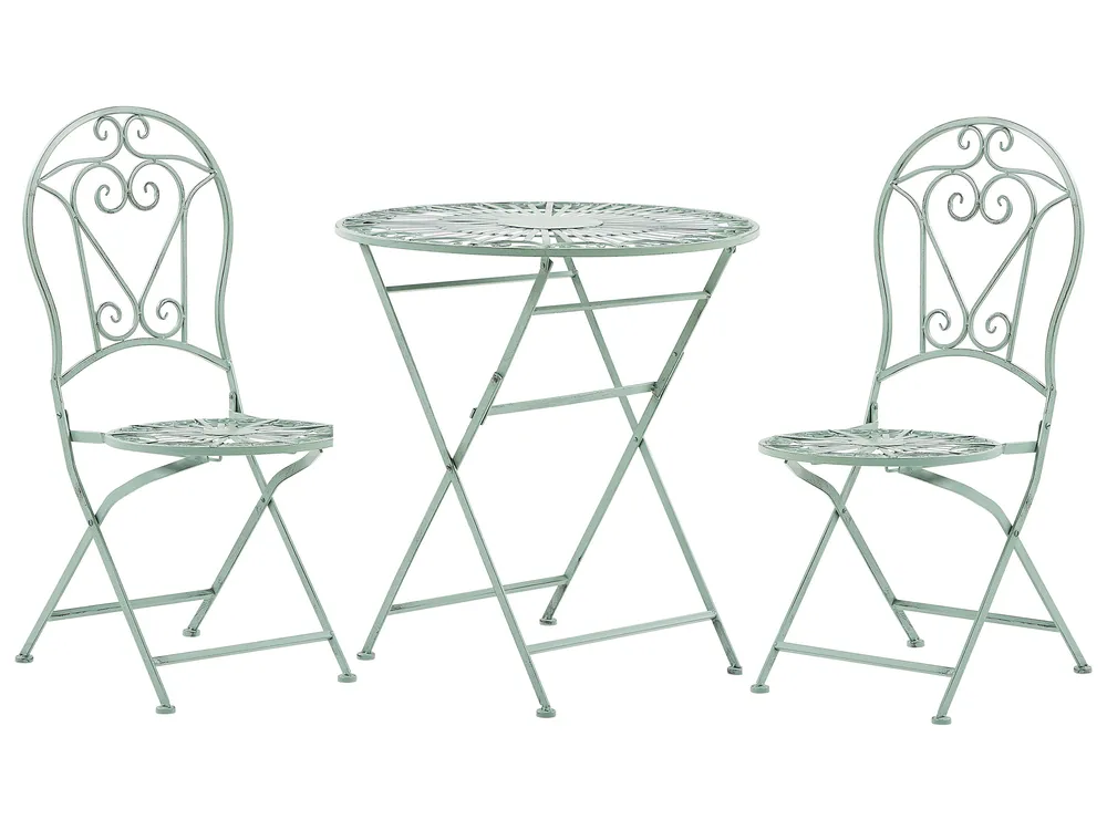 Bistro Set Folding TRENTO Metal Light Green