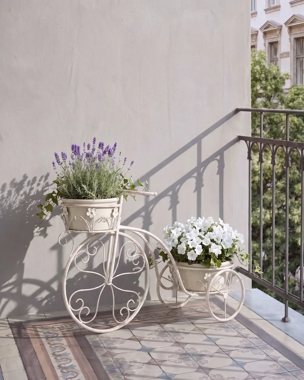 Växtställ Cykel WILDROSE 66 cm Metall Off-White_1093560