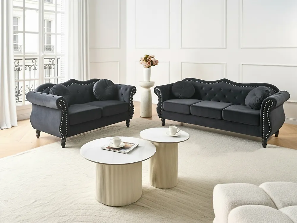 Sofa 2 Seater SKIEN Velvet Black_1171187