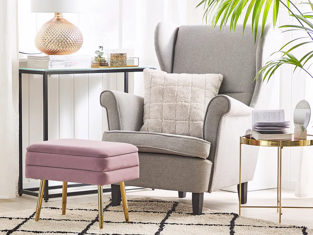Klädd förvaringsbänk ODESSA Sammet Rosa_804262