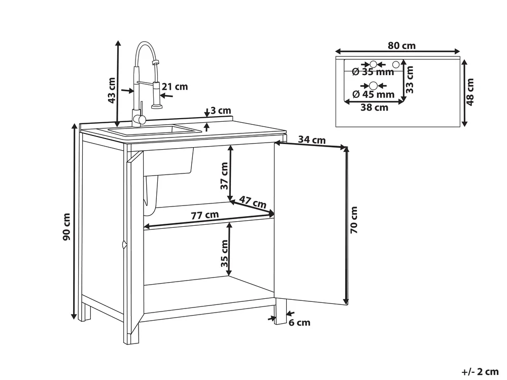 Outdoor Kitchen Cabinet with Sink VENOSA Brown/ Silver Acacia Wood_984596