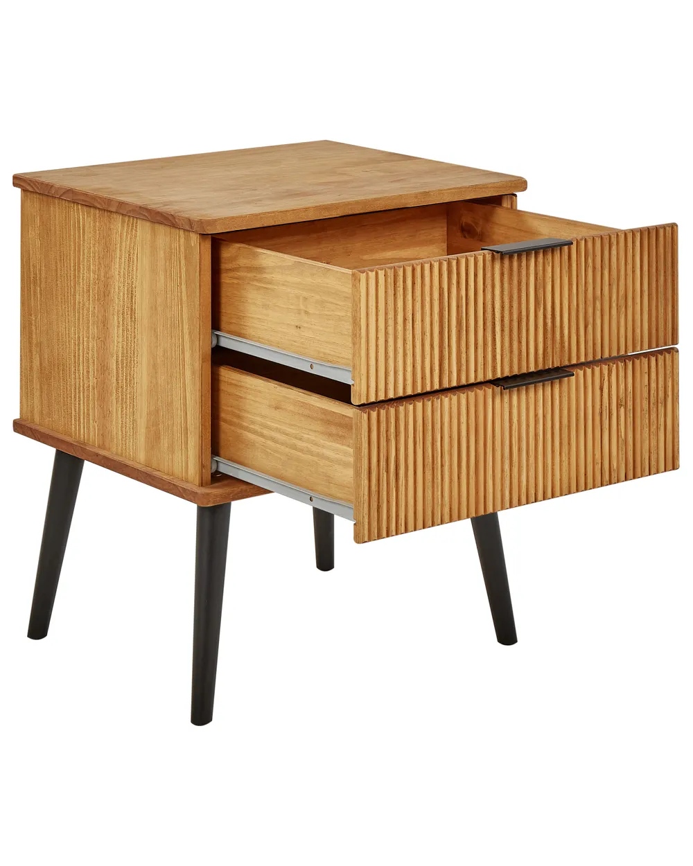2 Drawer Bedside Table TIMMINS Pine Wood Brown_936600
