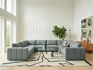 Modular U-Shape Sofa 8 Seater KIVVIK Fabric Green_1045888