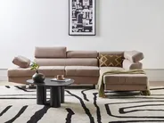 Corner Sofa 5 Seater NORREA Fabric Light Brown Left Hand_1060620