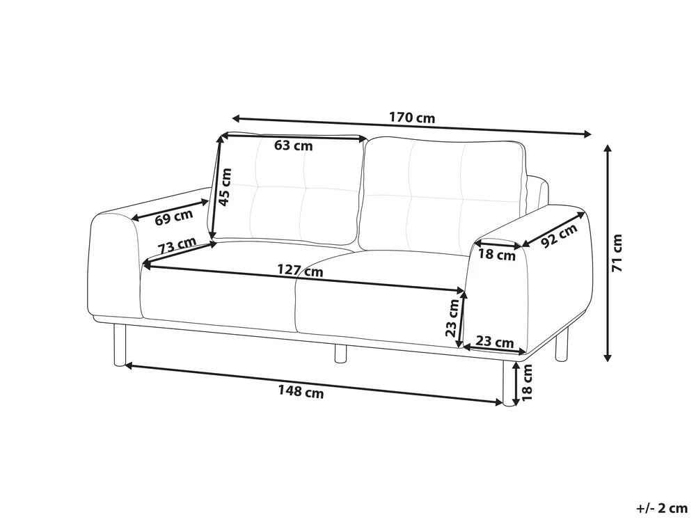 Sofa 2 Seater LAURILA Fabric Light Beige_951774
