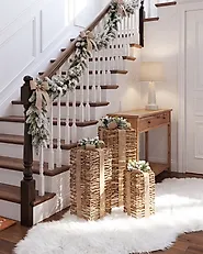 Set of 3 Christmas Decorations LED VALKAMA 54/45/30 cm Christmas Gifts Brown_1179475