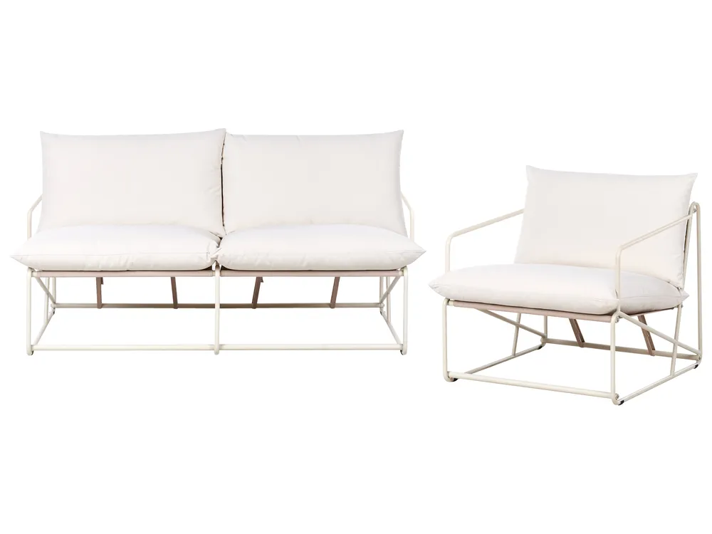 Garden Sofa Set 3 Seater PONTE Metal Light Beige_1013350