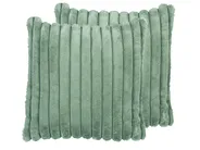 Koristetyynysetti 2 kpl RAKYA 45 x 45 cm Keinoturkis Vihreä Raitakuvio_917537