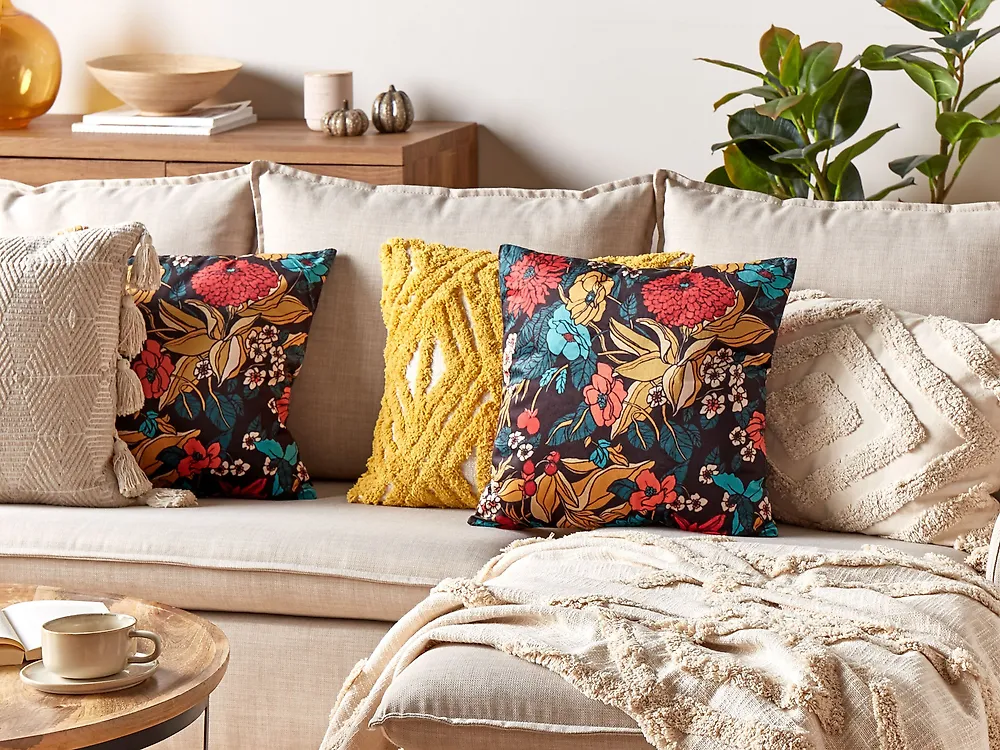Throw Cushion PROTEA 45 x 45 cm Velvet Multicolour Floral Pattern_1179921