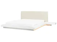 Bed with LED Faux Leather ZEN 160 x 200 cm (EU King Size) White_938347