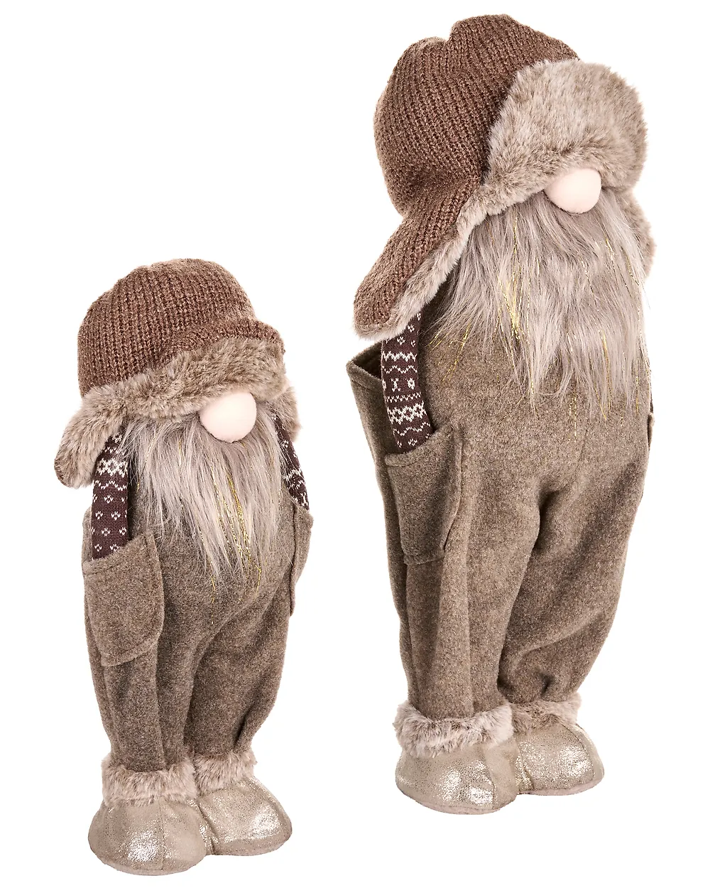 Set of 2 Christmas Decorations PAROLA 39/54 cm Gnome Brown