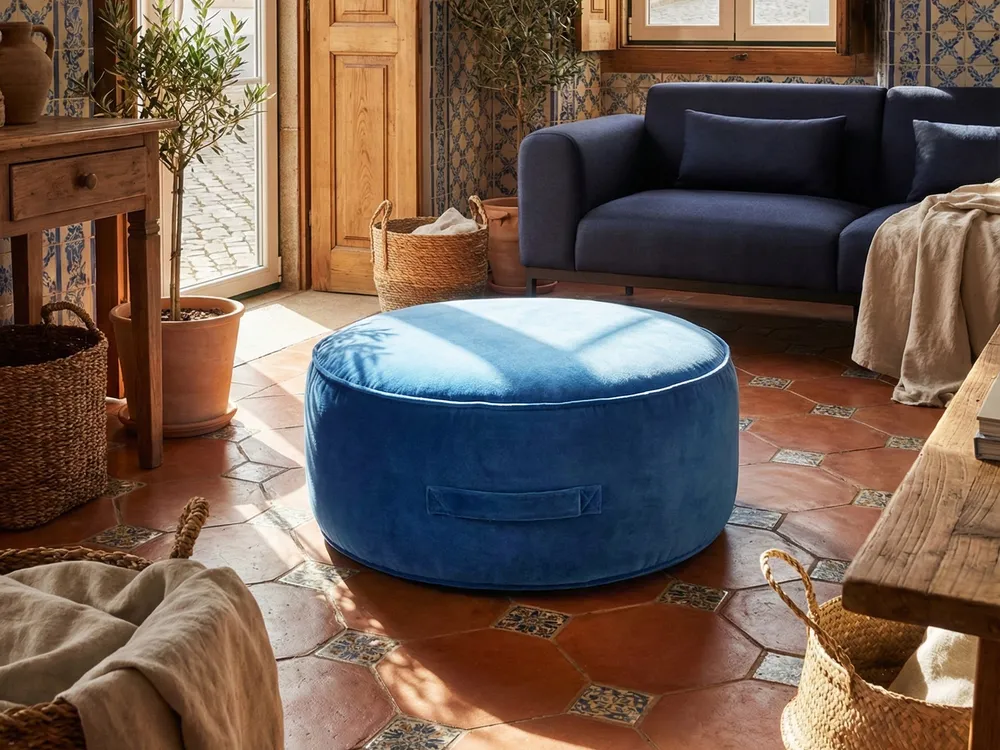 Pouffe YULLE Velvet Blue