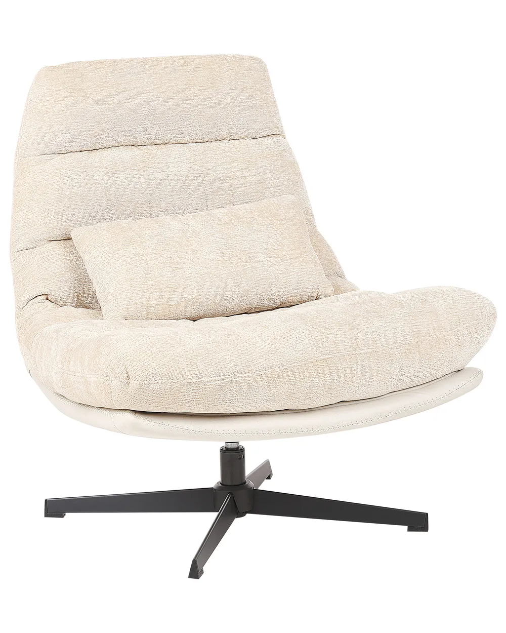 Swivel Armchair TOVIK with Footstool Chenille Light Beige_923359