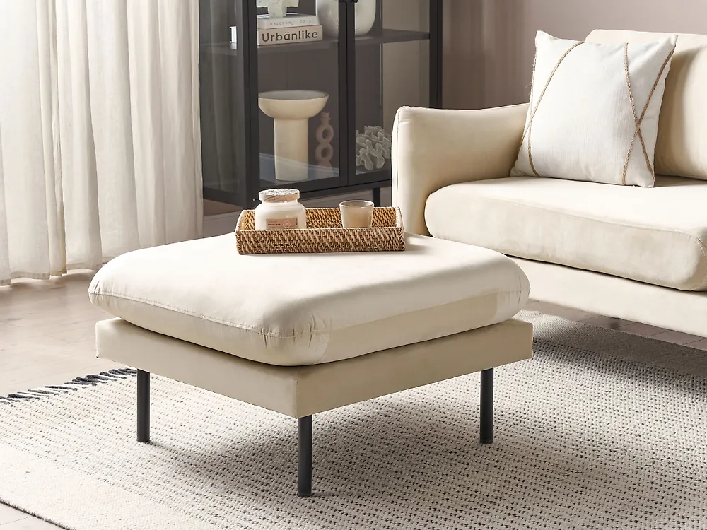 Ottoman VINTERBRO Velvet Light Beige_1173690