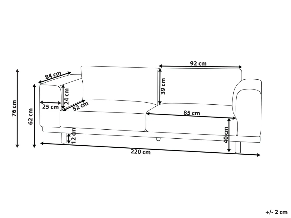 Sofa 3 Seater NIVALA Fabric Light Beige_874126