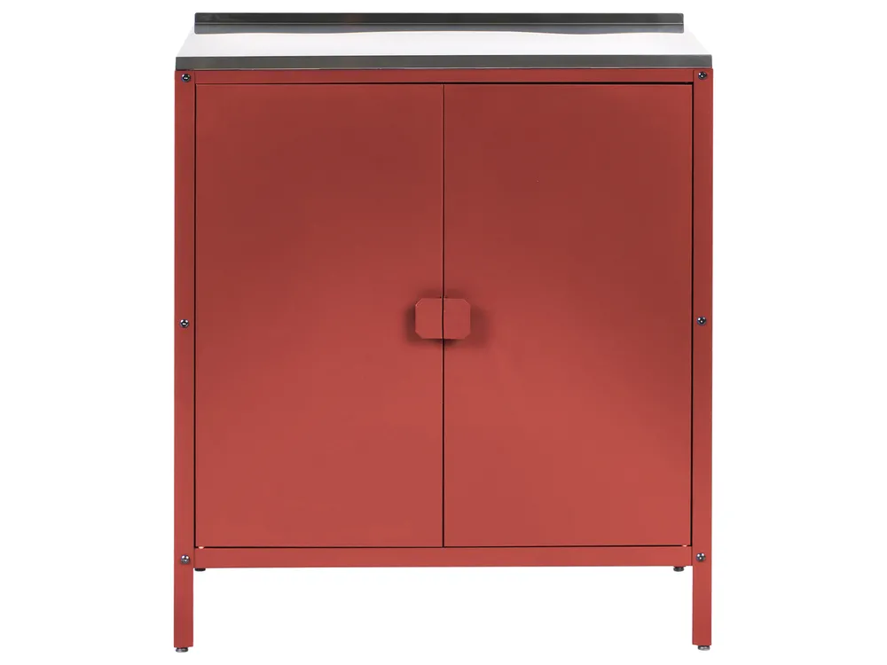 2 Piece Outdoor Kitchen Set with Sink VILAMA Red Metal_1052282