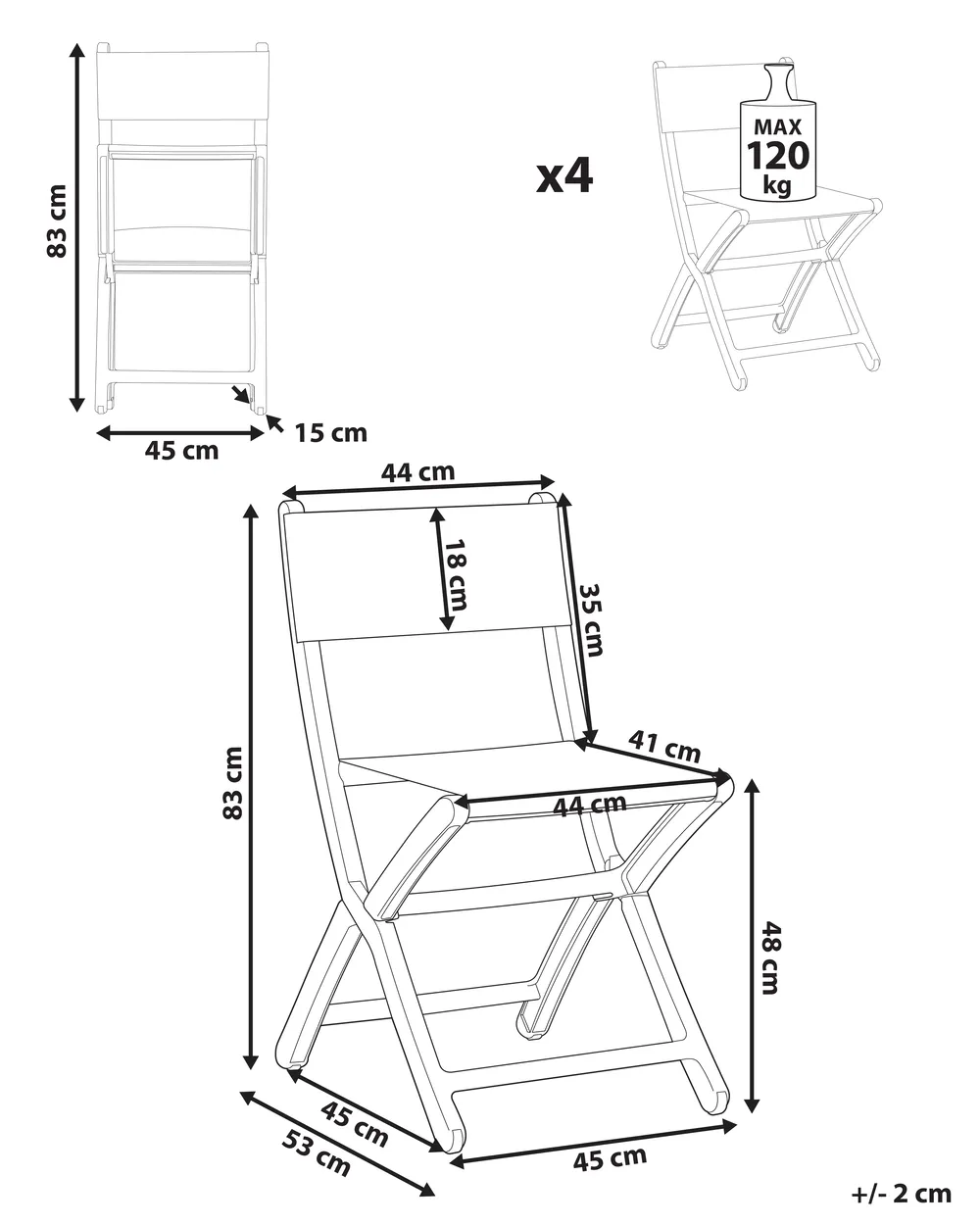 Set of 4 Garden Chairs TALCA Dark Grey_988830