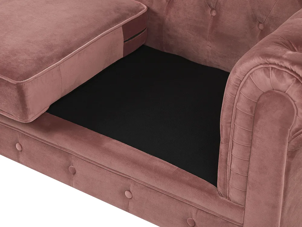 Living Room Set 4 Seater CHESTERFIELD Velvet Pink_778882