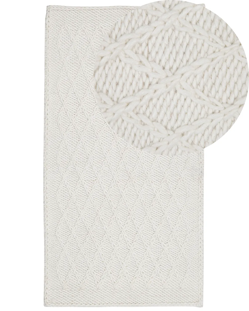 Area Rug White ERZIN Various Sizes