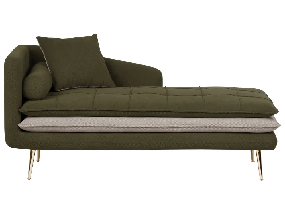 Left-Hand Chaise Longue GONESSE Fabric Green