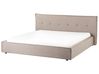 Bed Faux Linen LESTRE 180 x 200 cm (EU Super King) Taupe