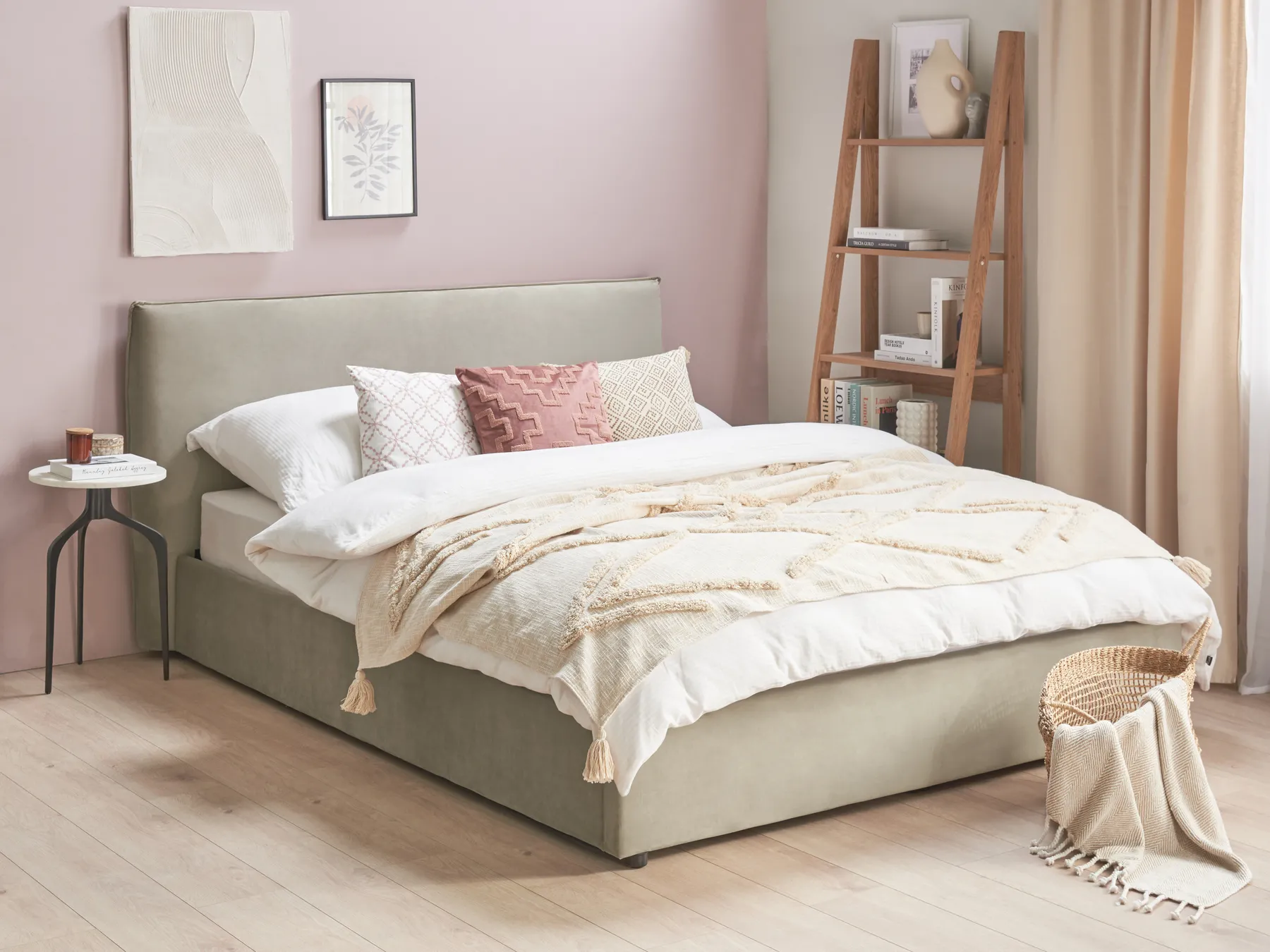 Säng med förvaring LAVAUR Sammet Taupe 160 x 200 cm_985964